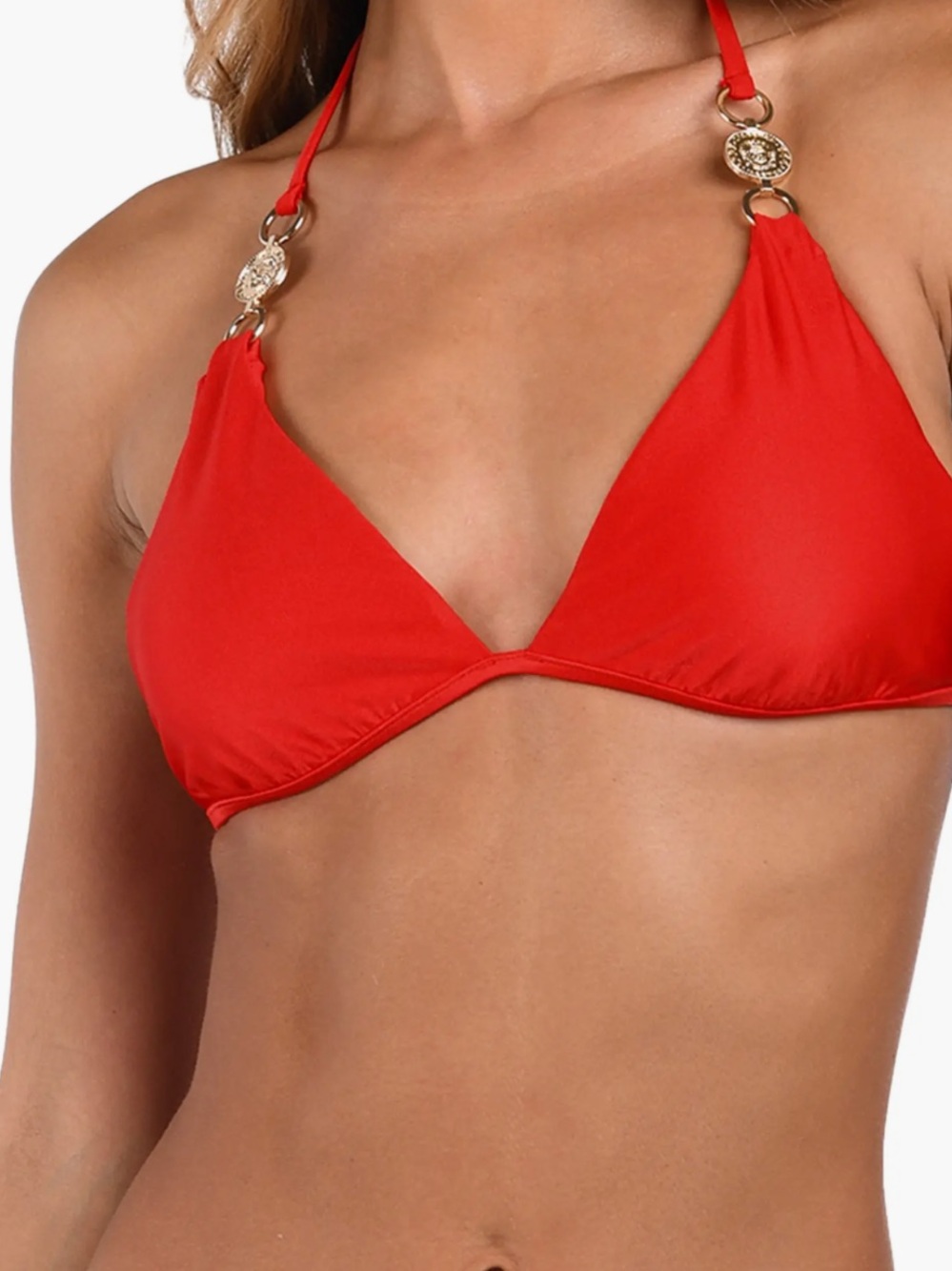 Sexy Red L’AGENCE Annabelle Bikini Top Gold